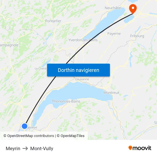 Meyrin to Mont-Vully map