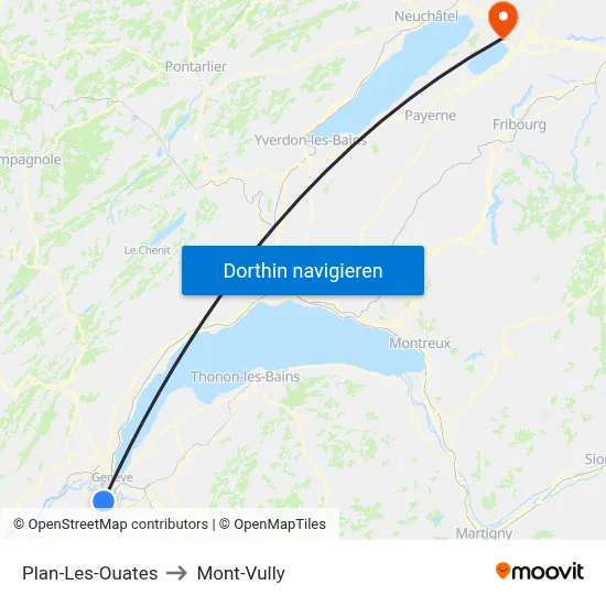 Plan-Les-Ouates to Mont-Vully map