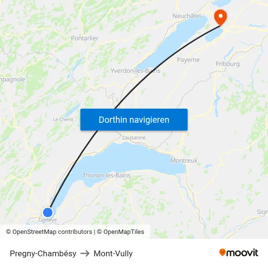 Pregny-Chambésy to Mont-Vully map
