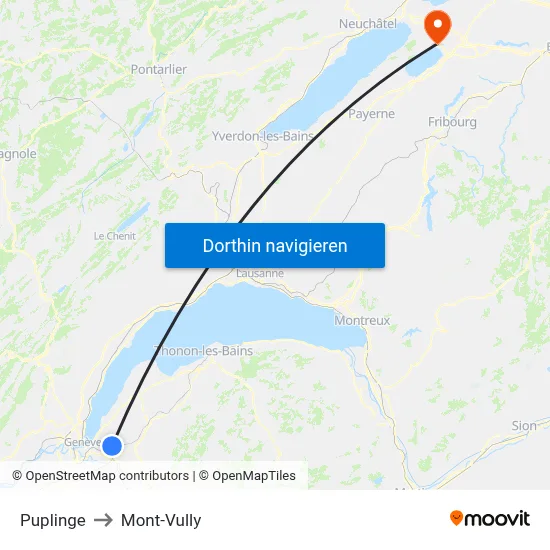 Puplinge to Mont-Vully map