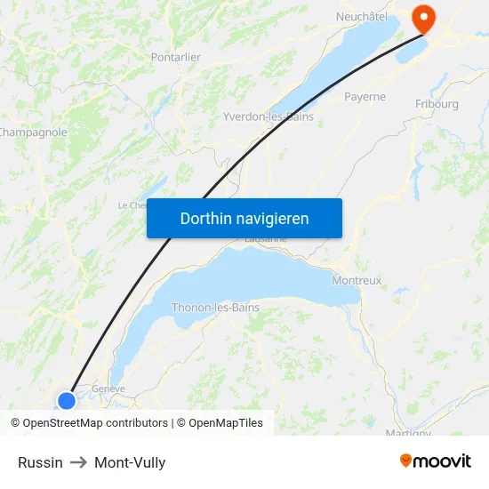 Russin to Mont-Vully map
