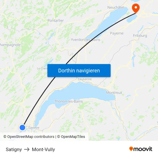 Satigny to Mont-Vully map