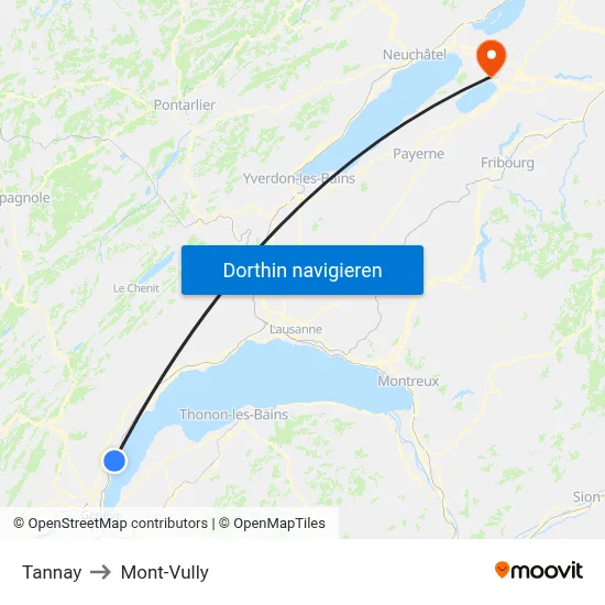 Tannay to Mont-Vully map