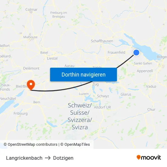 Langrickenbach to Dotzigen map