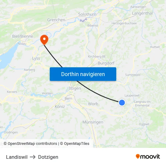 Landiswil to Dotzigen map