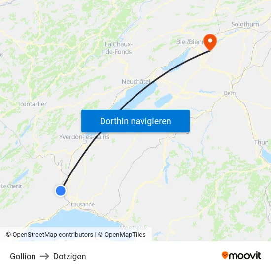 Gollion to Dotzigen map