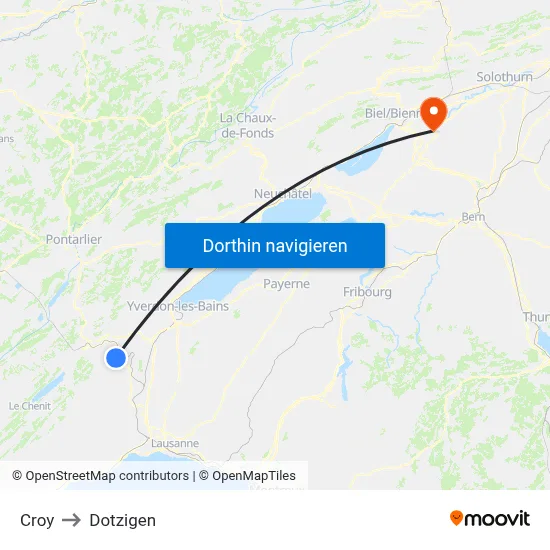 Croy to Dotzigen map