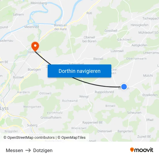 Messen to Dotzigen map