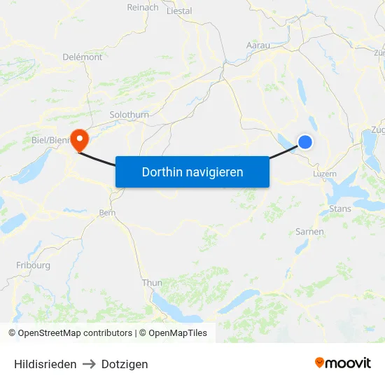 Hildisrieden to Dotzigen map