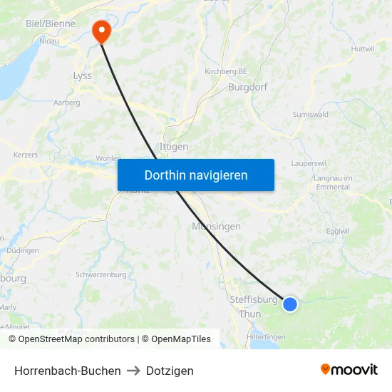 Horrenbach-Buchen to Dotzigen map