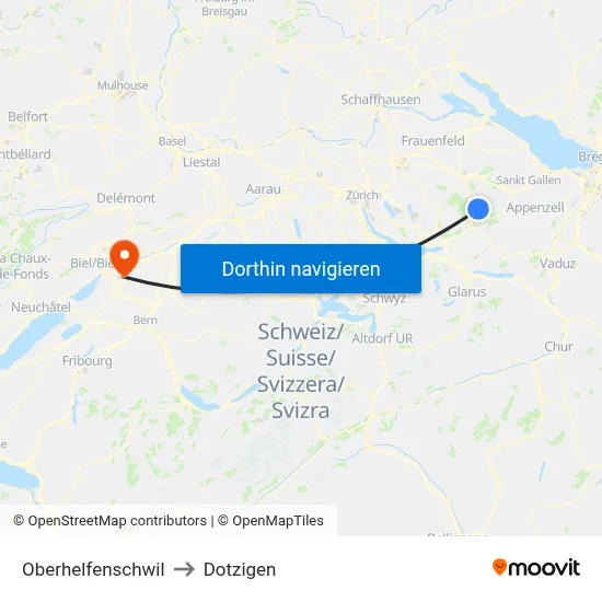 Oberhelfenschwil to Dotzigen map