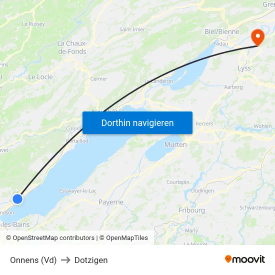 Onnens (Vd) to Dotzigen map