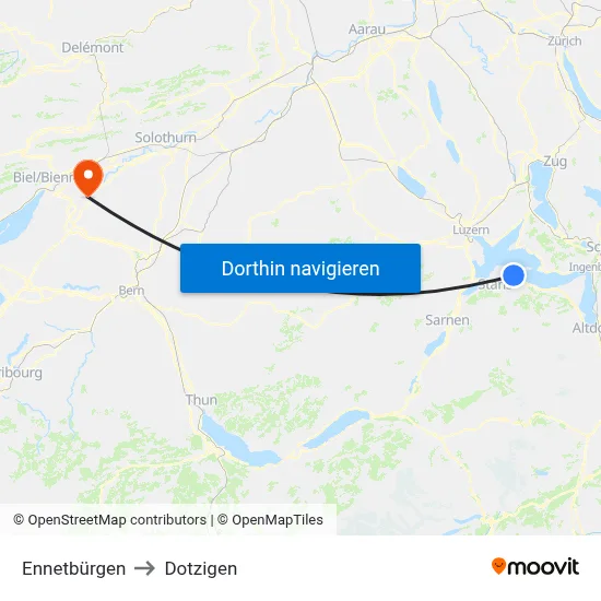 Ennetbürgen to Dotzigen map