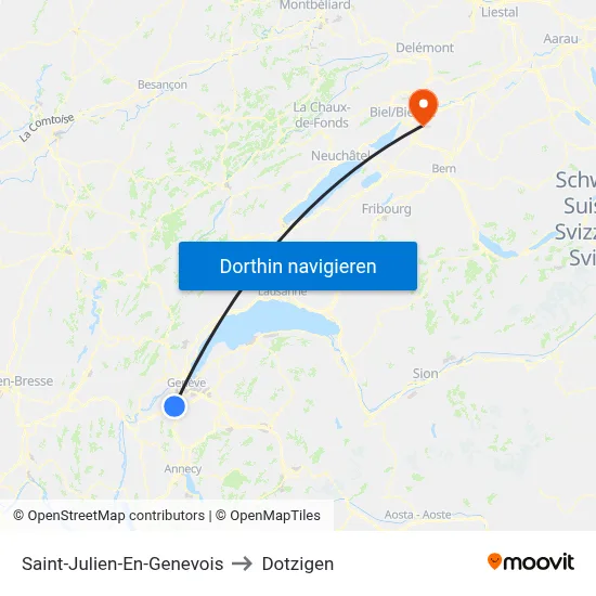 Saint-Julien-En-Genevois to Dotzigen map