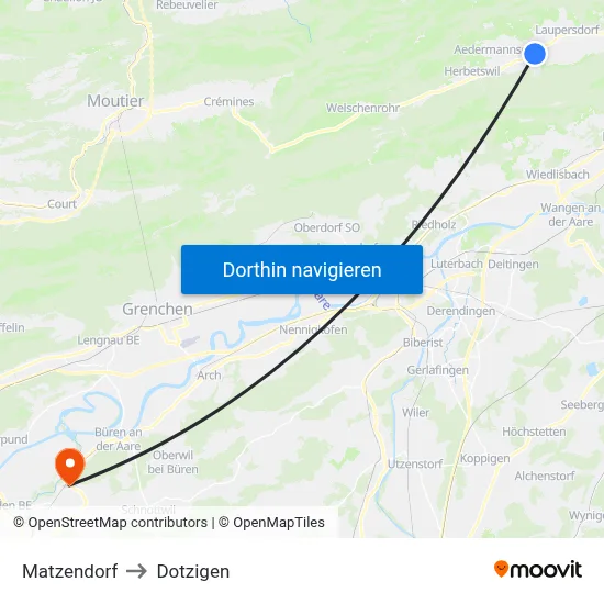 Matzendorf to Dotzigen map