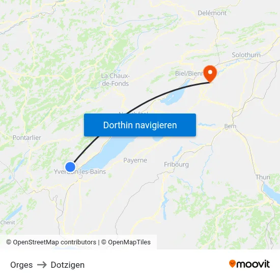 Orges to Dotzigen map