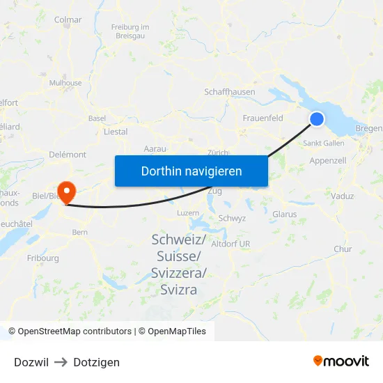 Dozwil to Dotzigen map