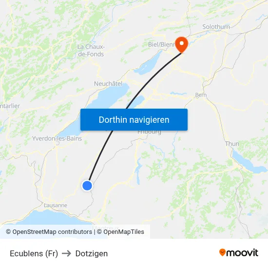 Ecublens (Fr) to Dotzigen map