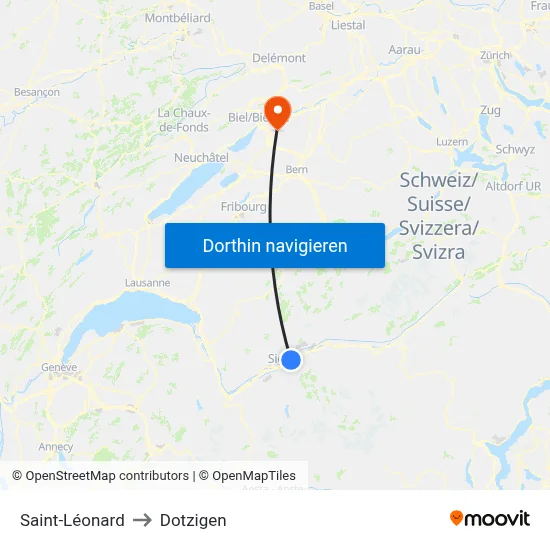 Saint-Léonard to Dotzigen map