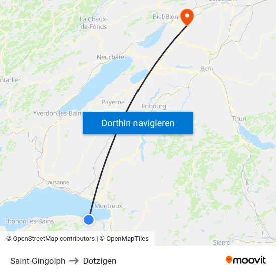 Saint-Gingolph to Dotzigen map