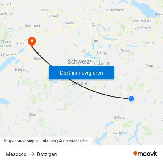 Mesocco to Dotzigen map