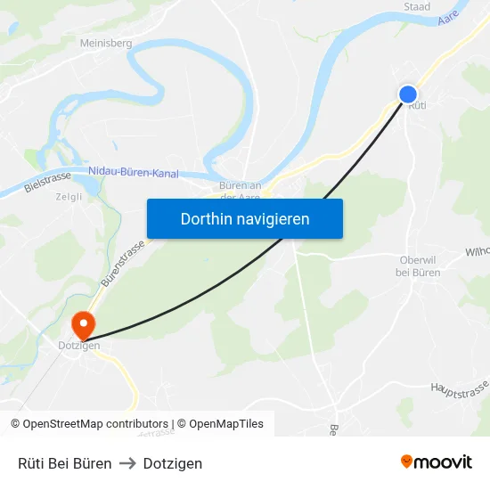 Rüti Bei Büren to Dotzigen map