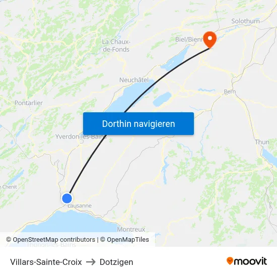 Villars-Sainte-Croix to Dotzigen map