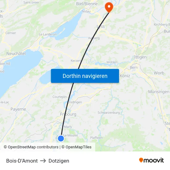 Bois-D’Amont to Dotzigen map