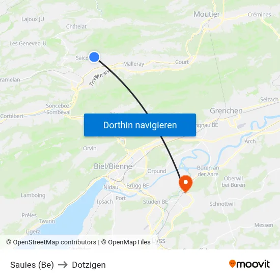 Saules (Be) to Dotzigen map