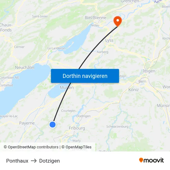Ponthaux to Dotzigen map