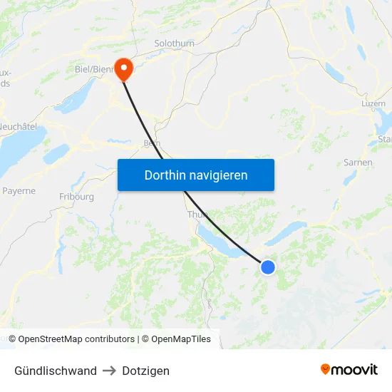 Gündlischwand to Dotzigen map