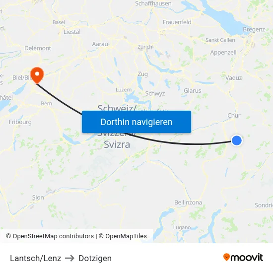 Lantsch/Lenz to Dotzigen map