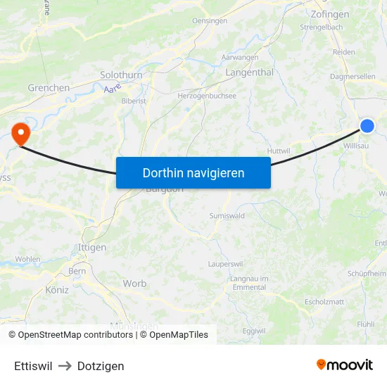 Ettiswil to Dotzigen map