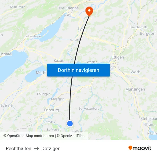 Rechthalten to Dotzigen map