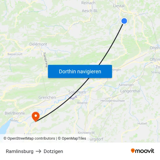 Ramlinsburg to Dotzigen map