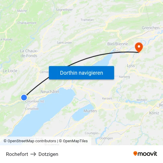 Rochefort to Dotzigen map