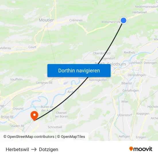 Herbetswil to Dotzigen map