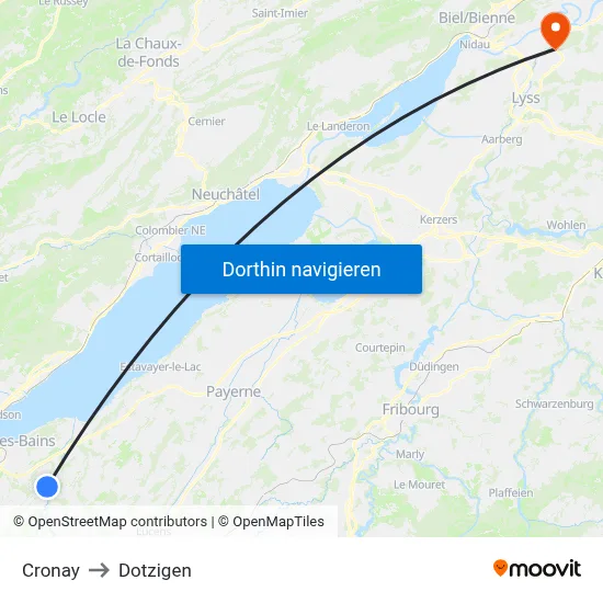 Cronay to Dotzigen map