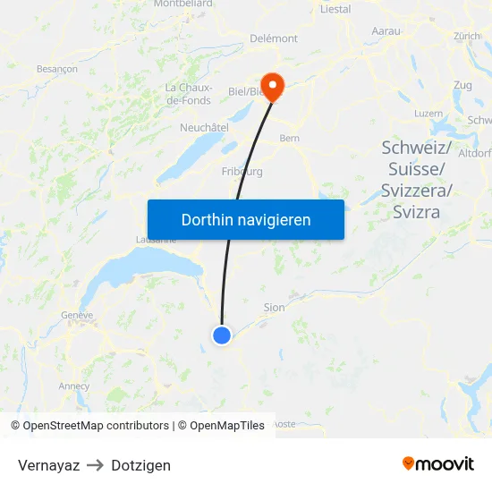 Vernayaz to Dotzigen map