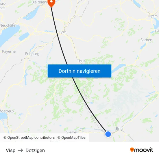 Visp to Dotzigen map