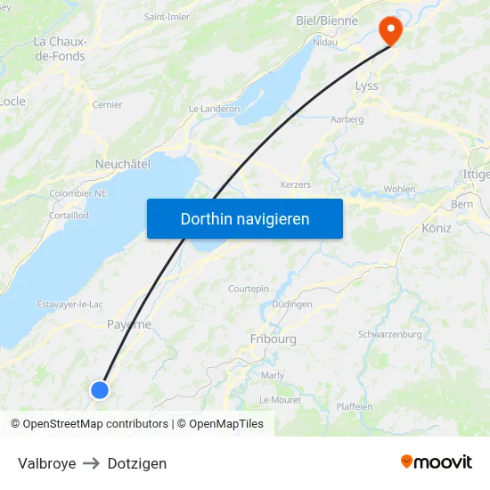 Valbroye to Dotzigen map