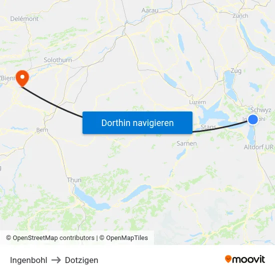 Ingenbohl to Dotzigen map