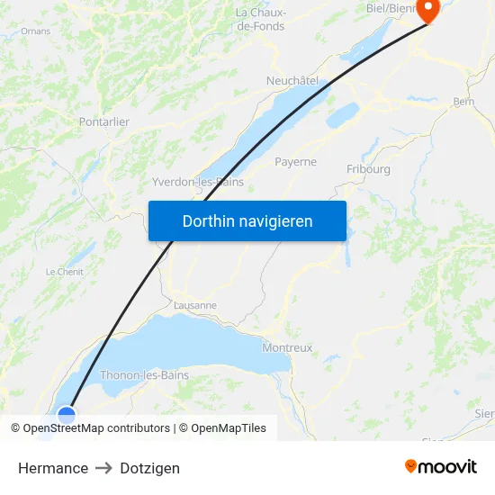 Hermance to Dotzigen map