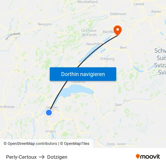 Perly-Certoux to Dotzigen map