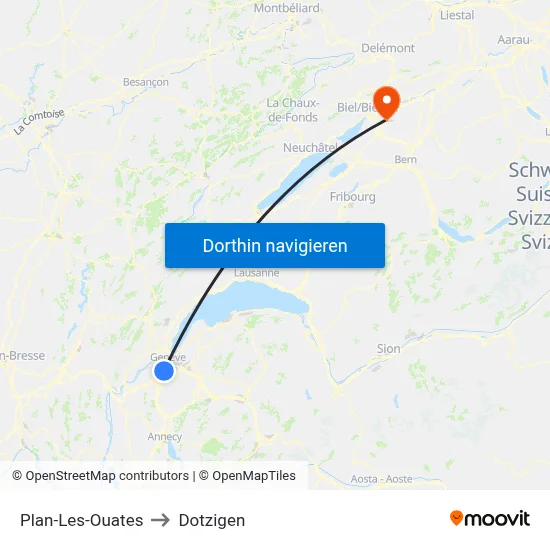 Plan-Les-Ouates to Dotzigen map
