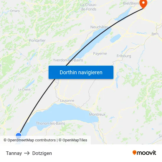 Tannay to Dotzigen map