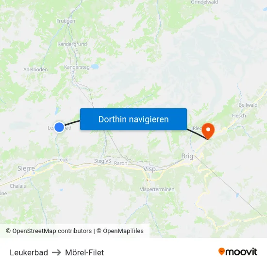 Leukerbad to Mörel-Filet map