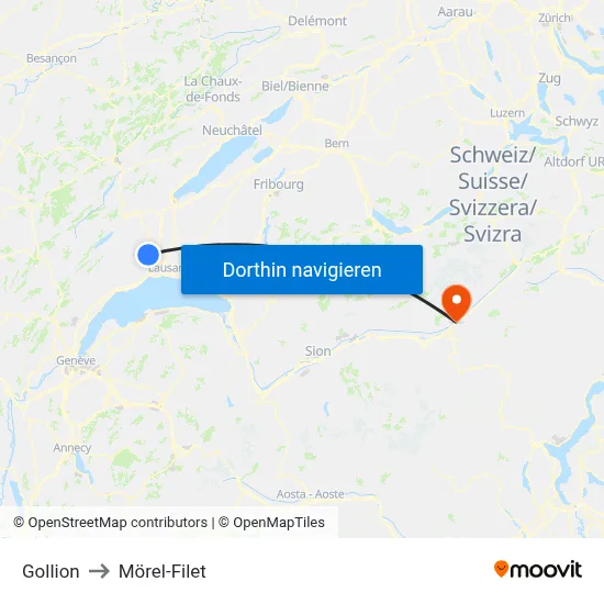 Gollion to Mörel-Filet map