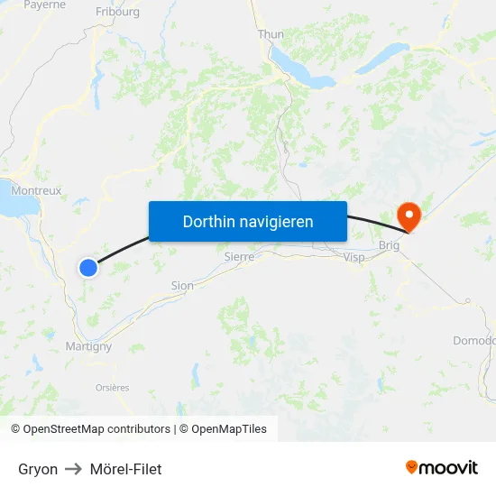 Gryon to Mörel-Filet map