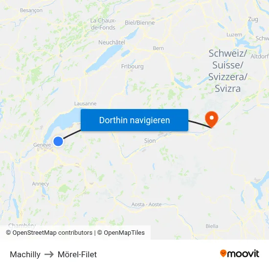 Machilly to Mörel-Filet map